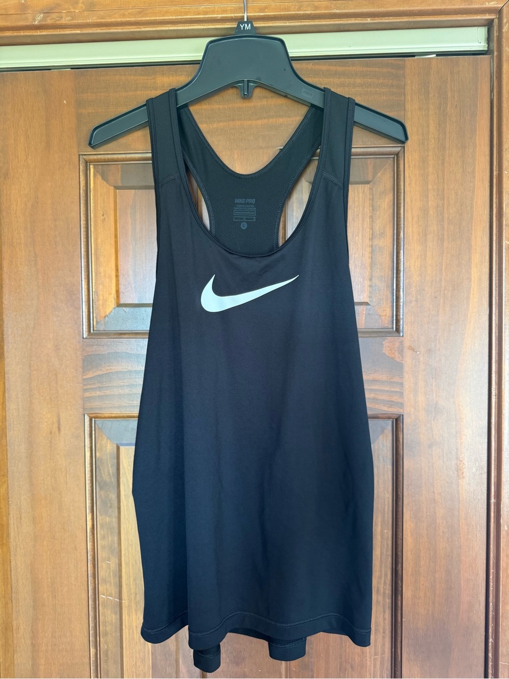 Nike Pro Black Racerback Tank with White Swoosh